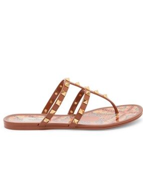Valentino Brown Rockstud PVC Jelly  Sandals - Brown